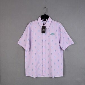 Miami Tennis Open Shirt Mens Large Purple Flamingo AOP All Over Under  Armour